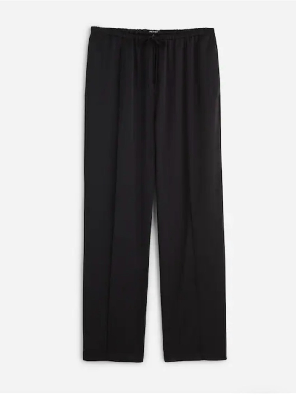 Madewell Black Satin Wide-Leg Pull-On Pants Pintuck - Picture 4 of 4